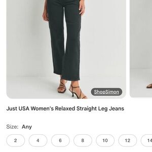 Just USA relaxed straight high rise Women's Black Jeans